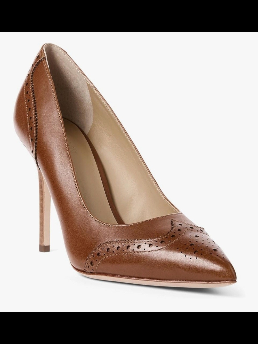 Ralph Lauren Lynden Tan/Brown Leather Pointed Toe Stiletto Pumps